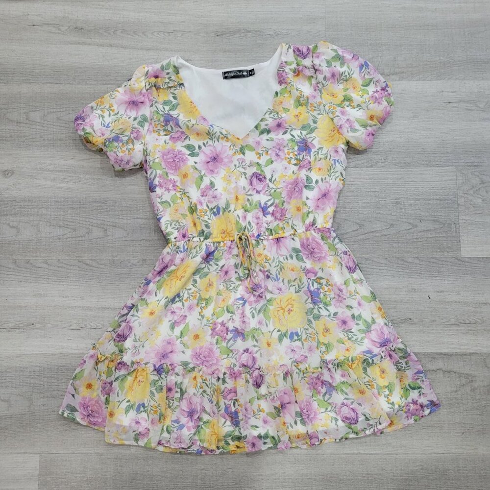 🌸Midnight Doll Pastel Floral Fit & Flare Layered Ruffle Summer Prairie Dress🌷